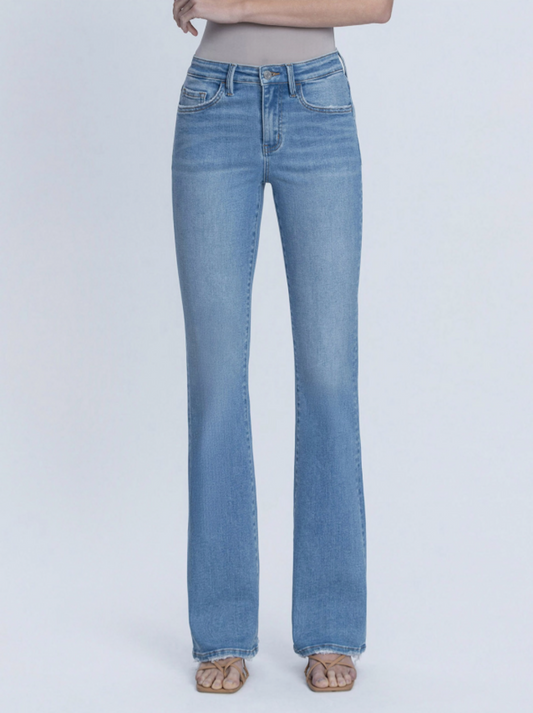 High Rise Full Length Medium Light Bootcut Jeans
