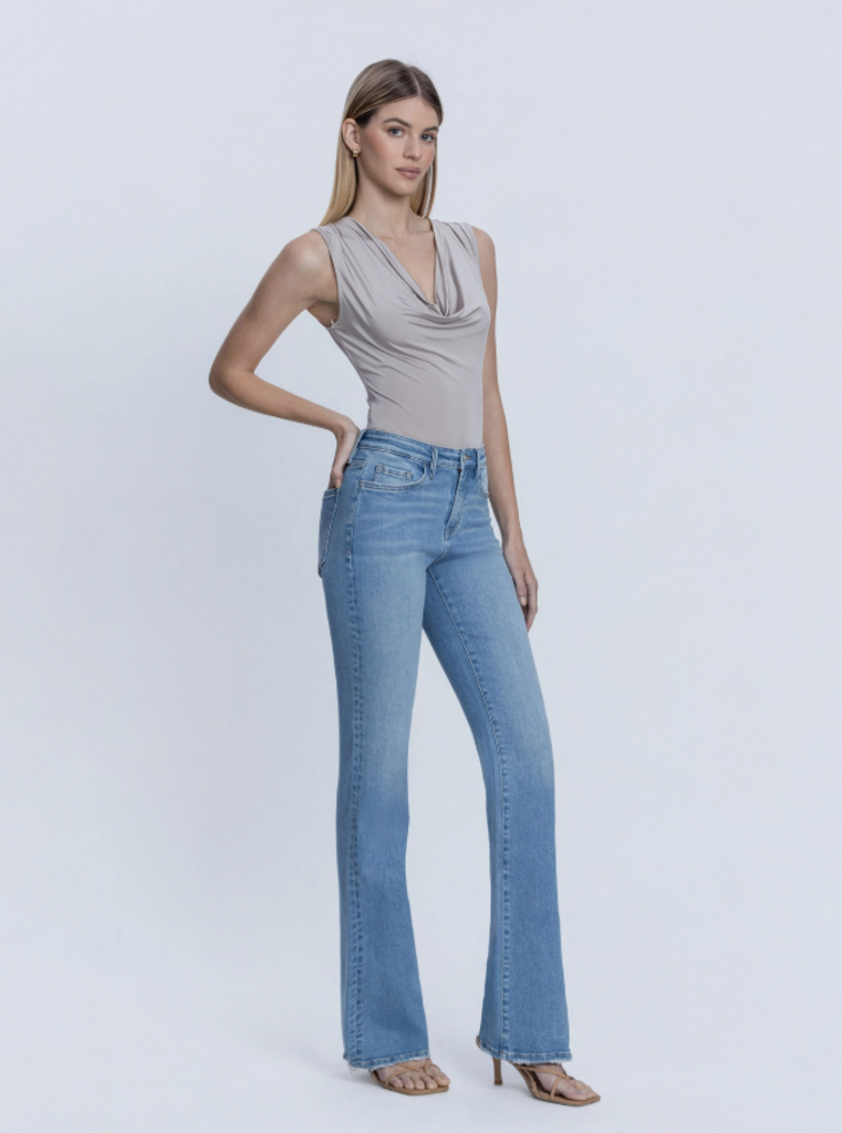 High Rise Full Length Medium Light Bootcut Jeans