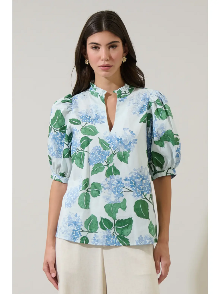 Mirla Floral Terri Puff Sleeve Top