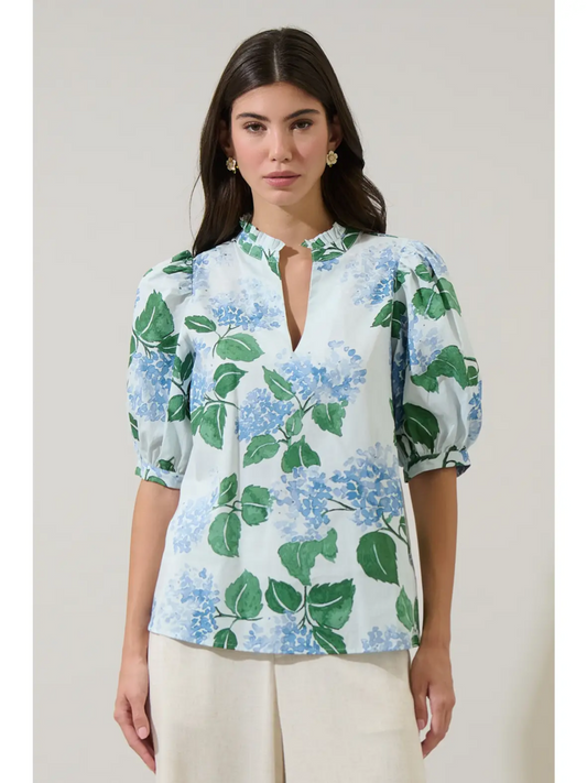 Mirla Floral Terri Puff Sleeve Top