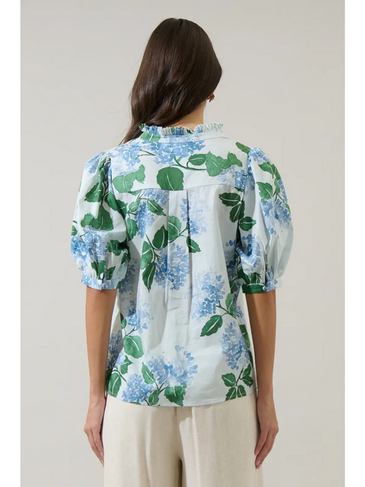 Mirla Floral Terri Puff Sleeve Top