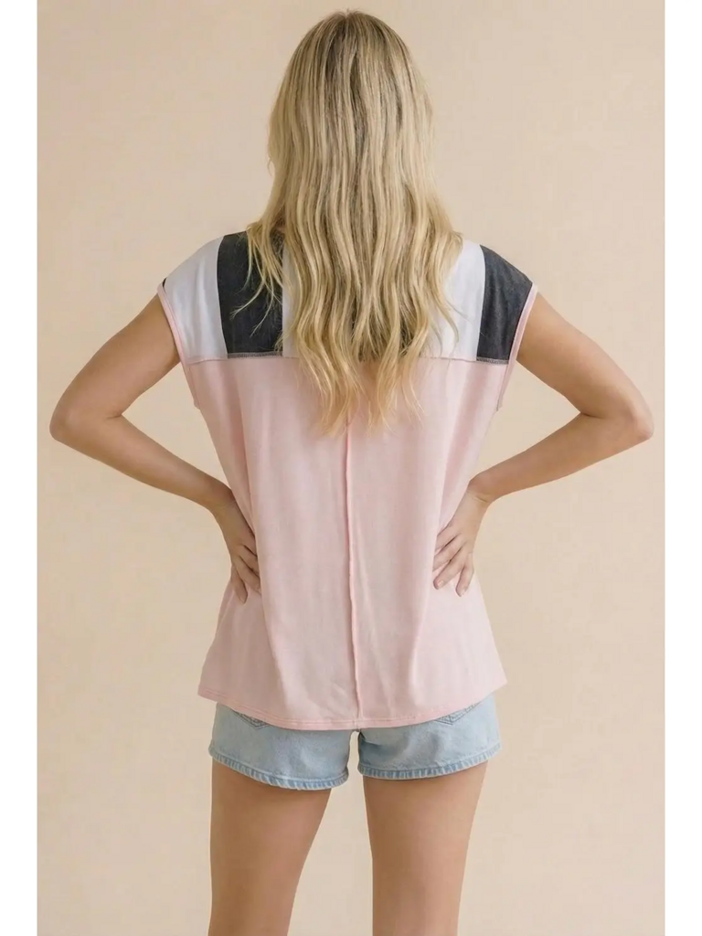Flutter Sleeve Striped French Terry Shirt