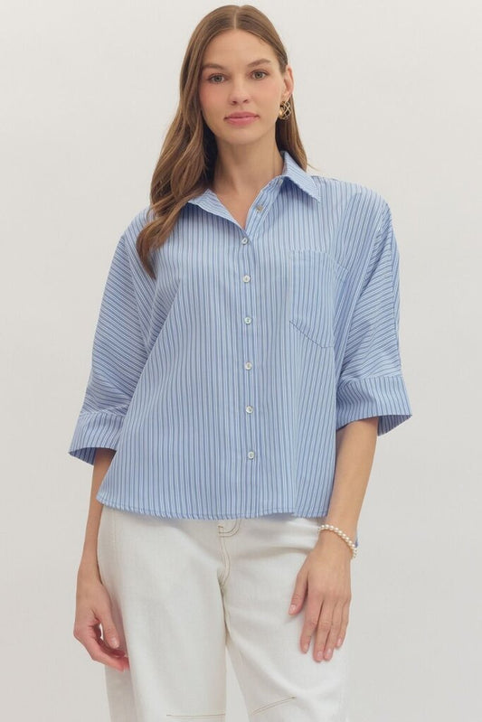 Stripe Dolman Button Down