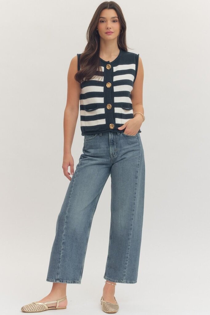 Stripe Top with Gold Buttons