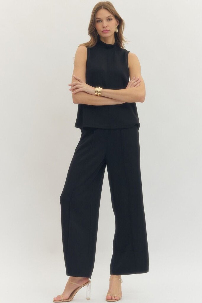 Mock Neck Top with Seam Detail