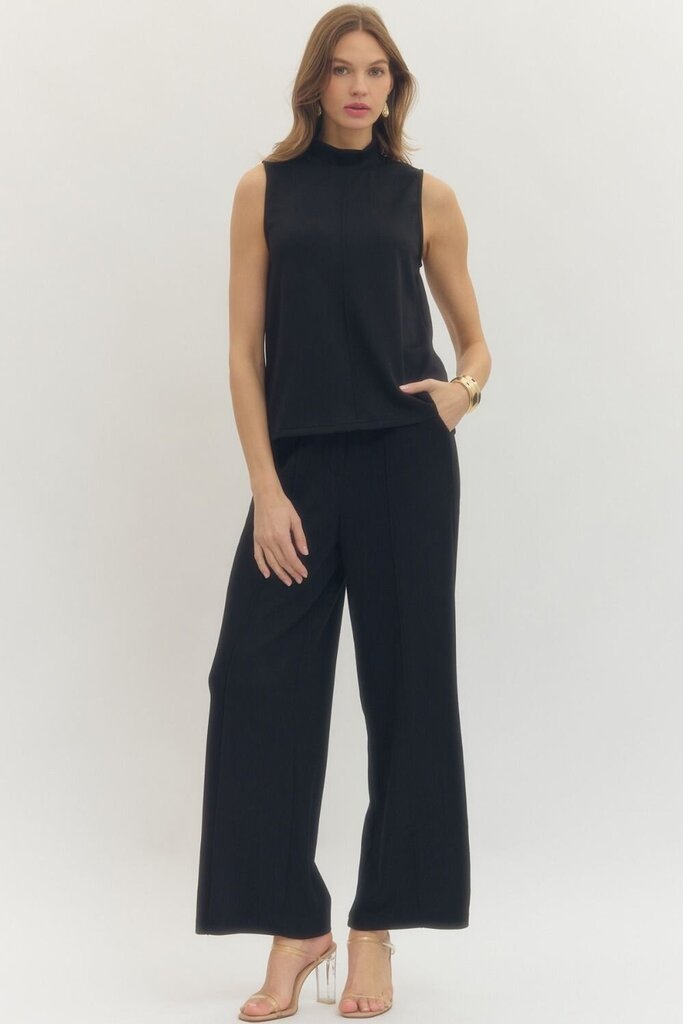 Mock Neck Top with Seam Detail