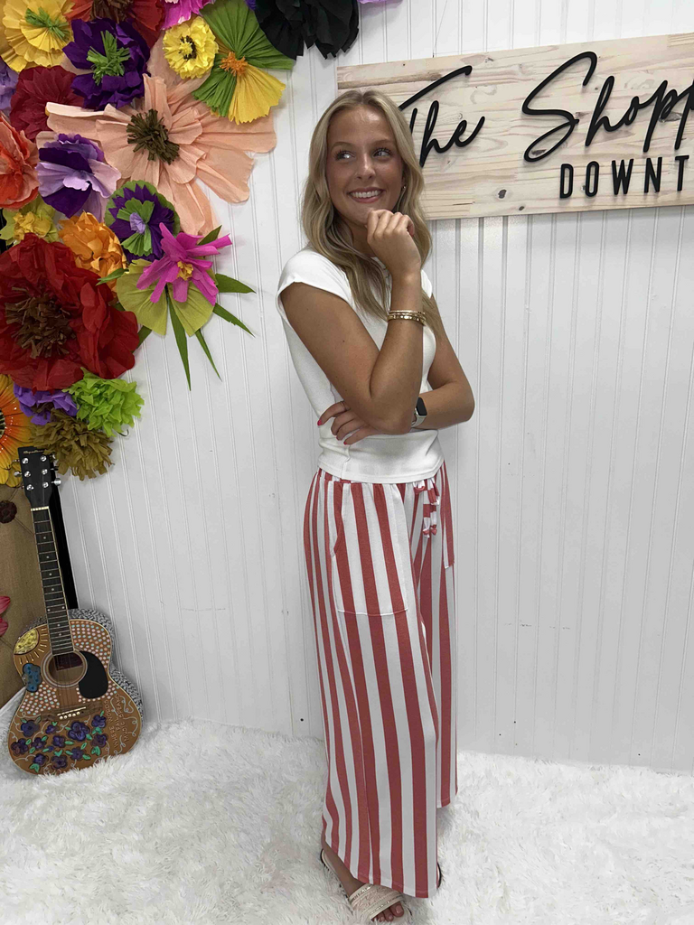 Vertical Stripe Knit Pants