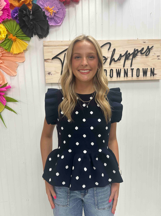 Polka Dot Peplum Top