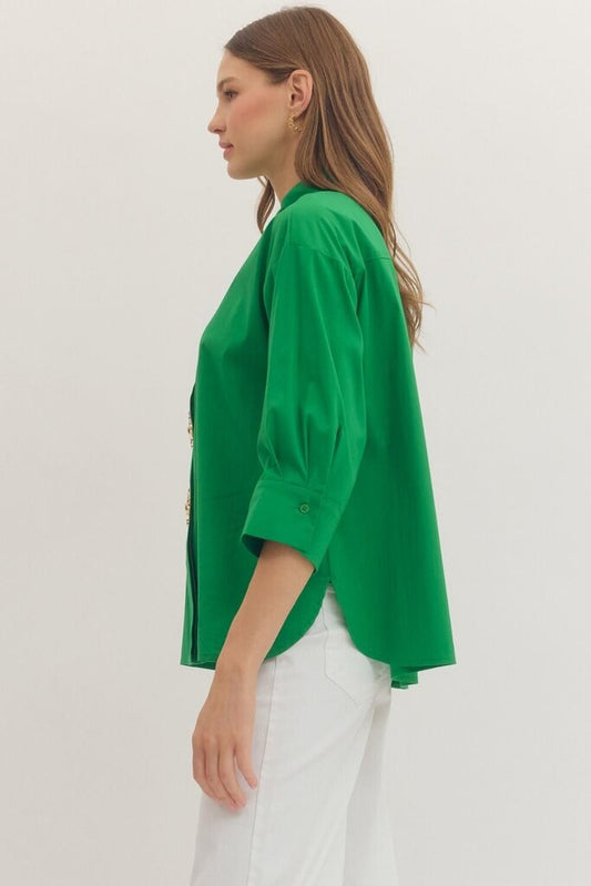 Green Top with Gold Sunshine Detail