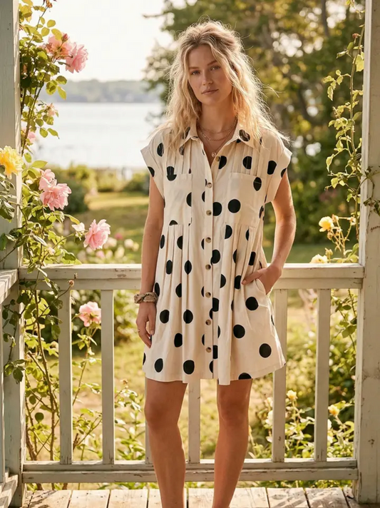 Polka Dot Button Down Mini Dress
