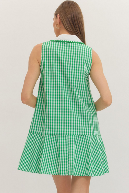 Green Gingham Mini Dress