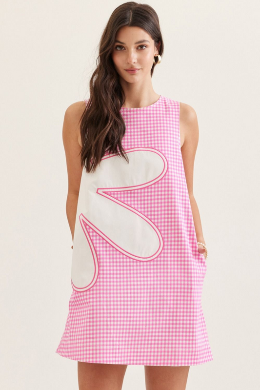 Pink Mini Dress W/Floral Design