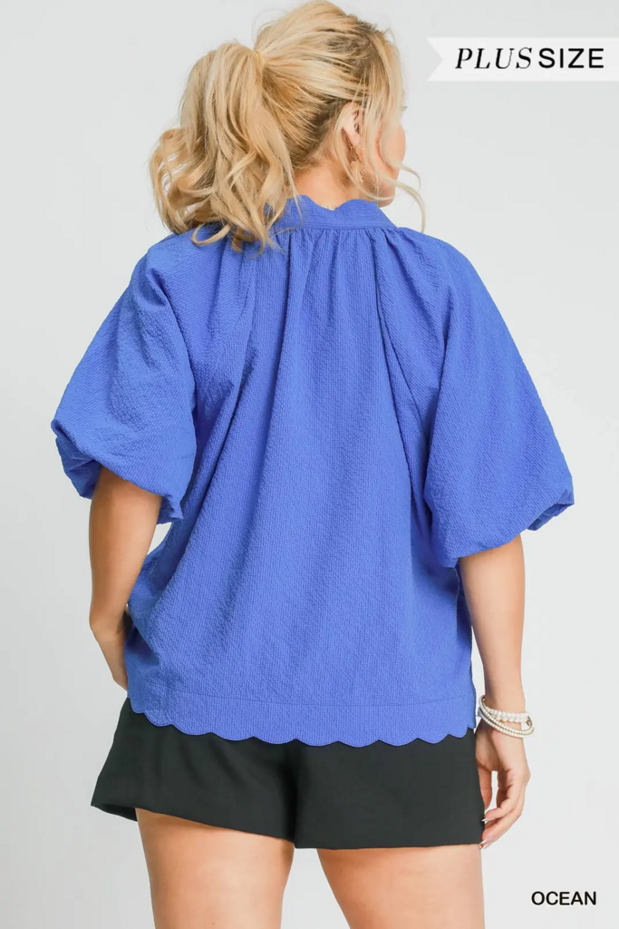 Ocean Blue V-Neck Blouse