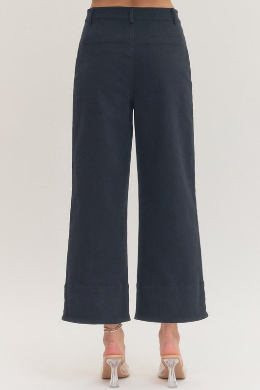Navy Pants with Gold Pocket Details