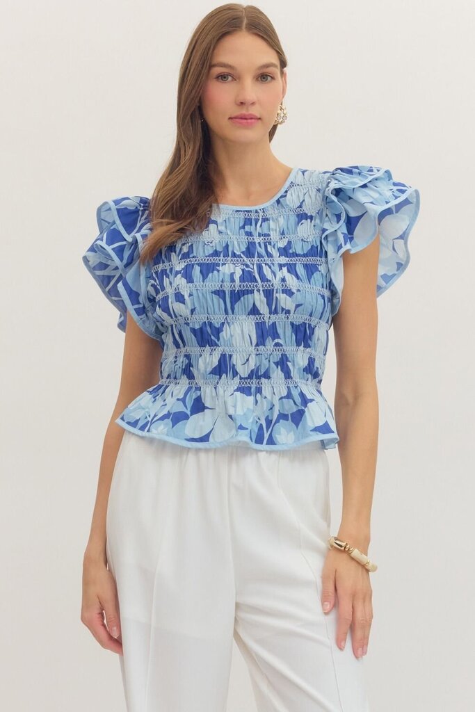 Ocean Blue Back Tie Blouse