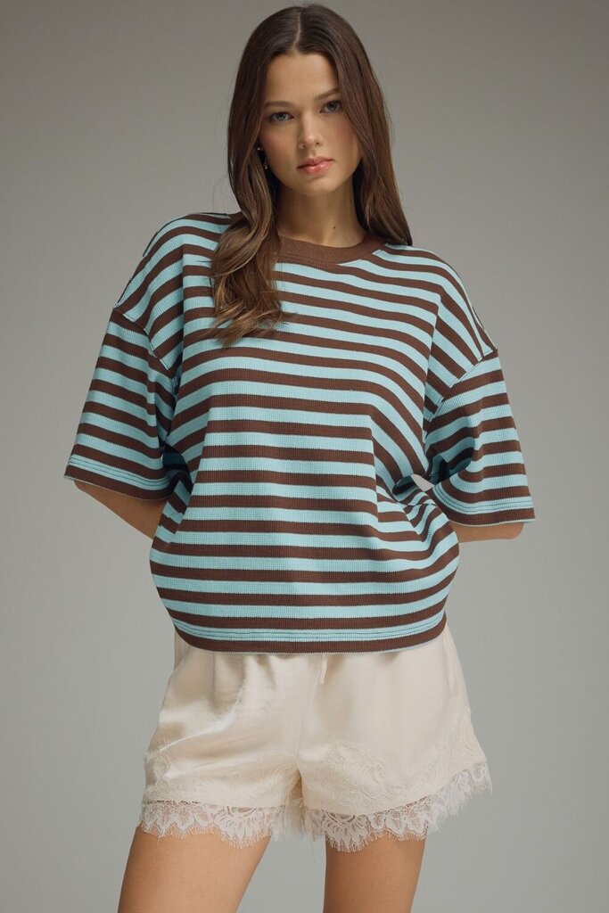 Blue & Brown Striped Sweater Top