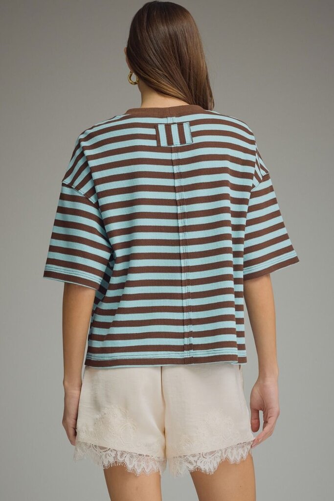 Blue & Brown Striped Sweater Top