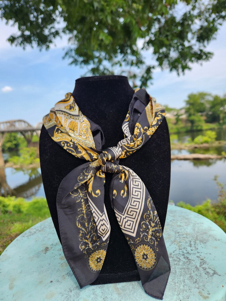 Regal Print Scarf 27.5"- Black