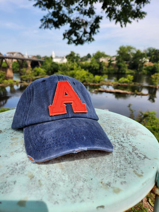 Vintage Dyed Baseball Cap- navy/Orange