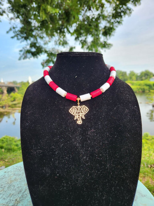 Gameday Flatbed Necklace- Burgundy/White