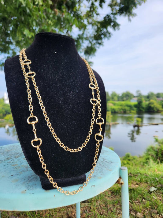 Layered Horsebit Necklace- Gold