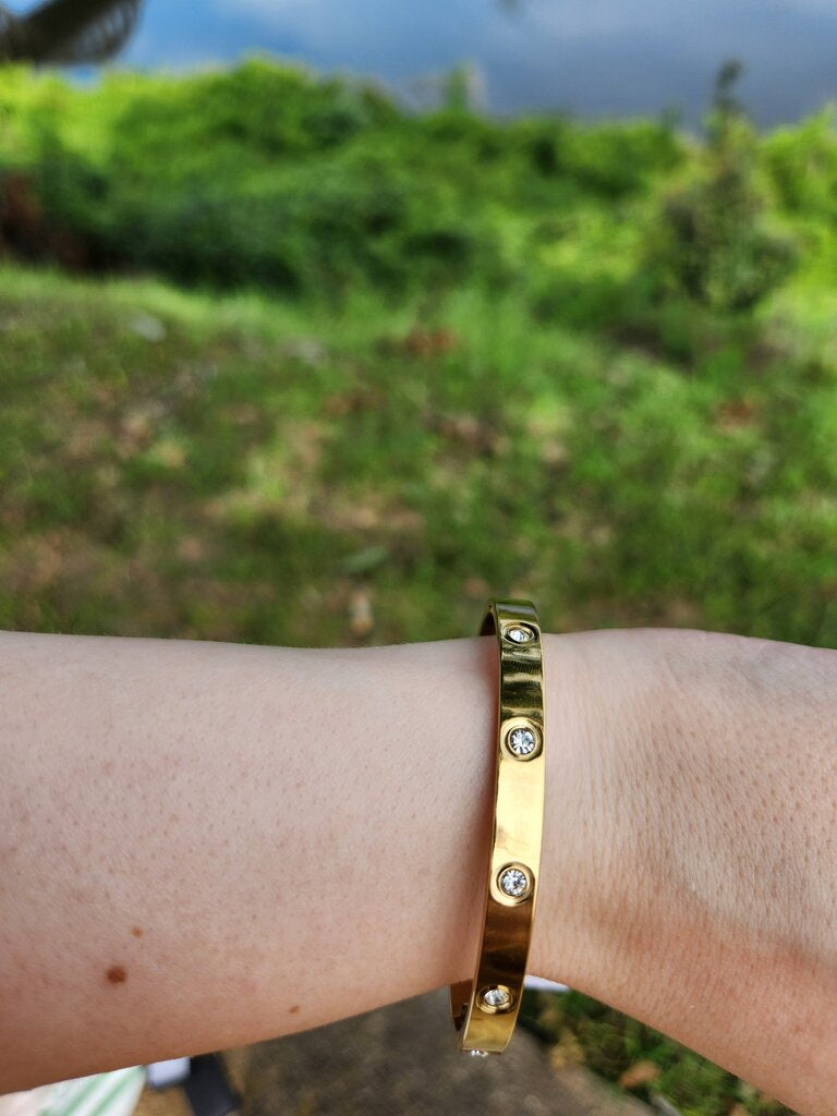 Pave Crystal Station Bangle Bracelet