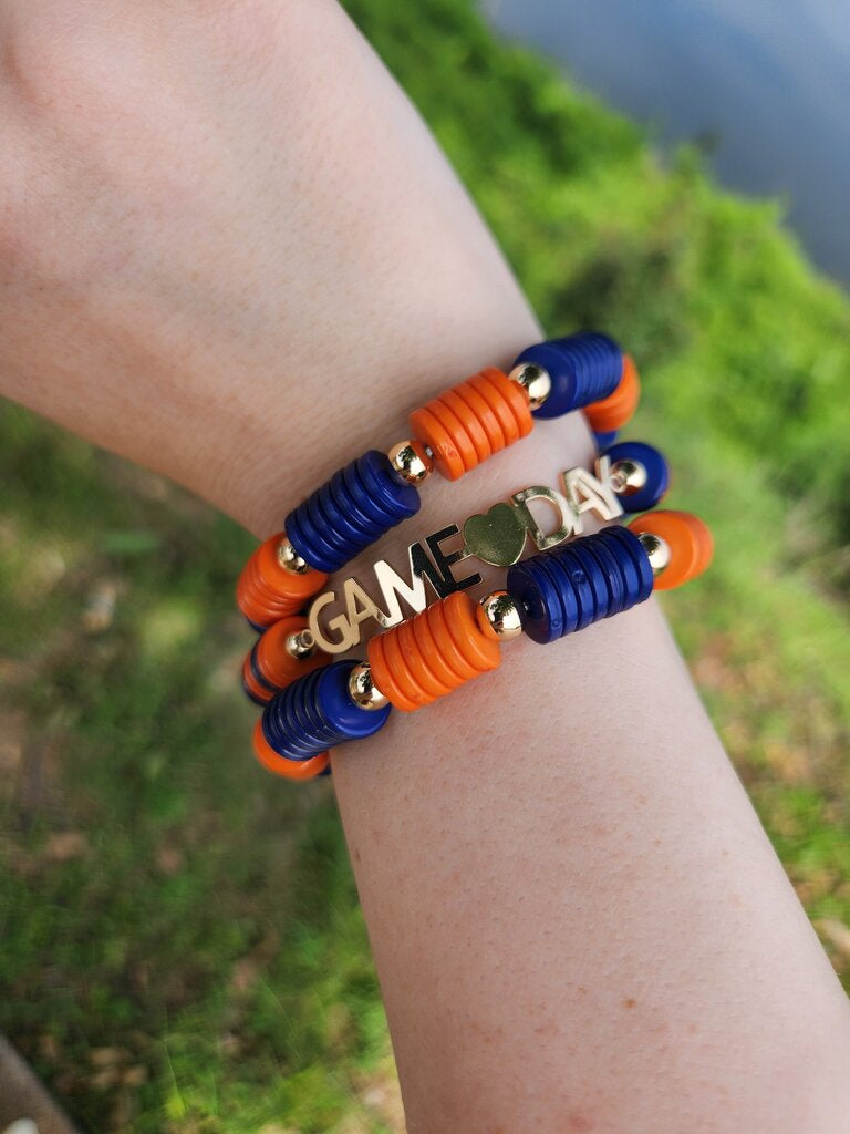 Gameday 3 Row Bead Bracelet- Auburn