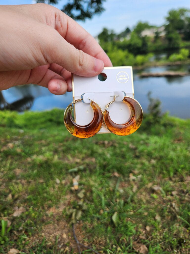 Gradualed Marble Hoops- Tortoise/Gold