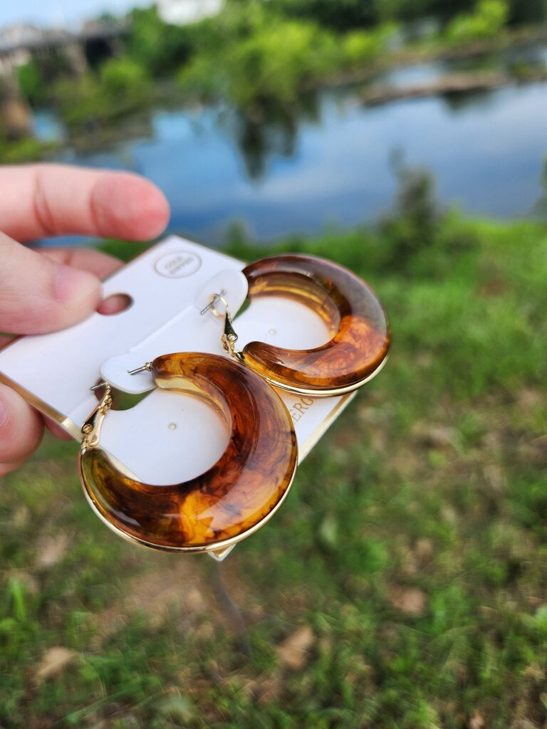 Gradualed Marble Hoops- Tortoise/Gold