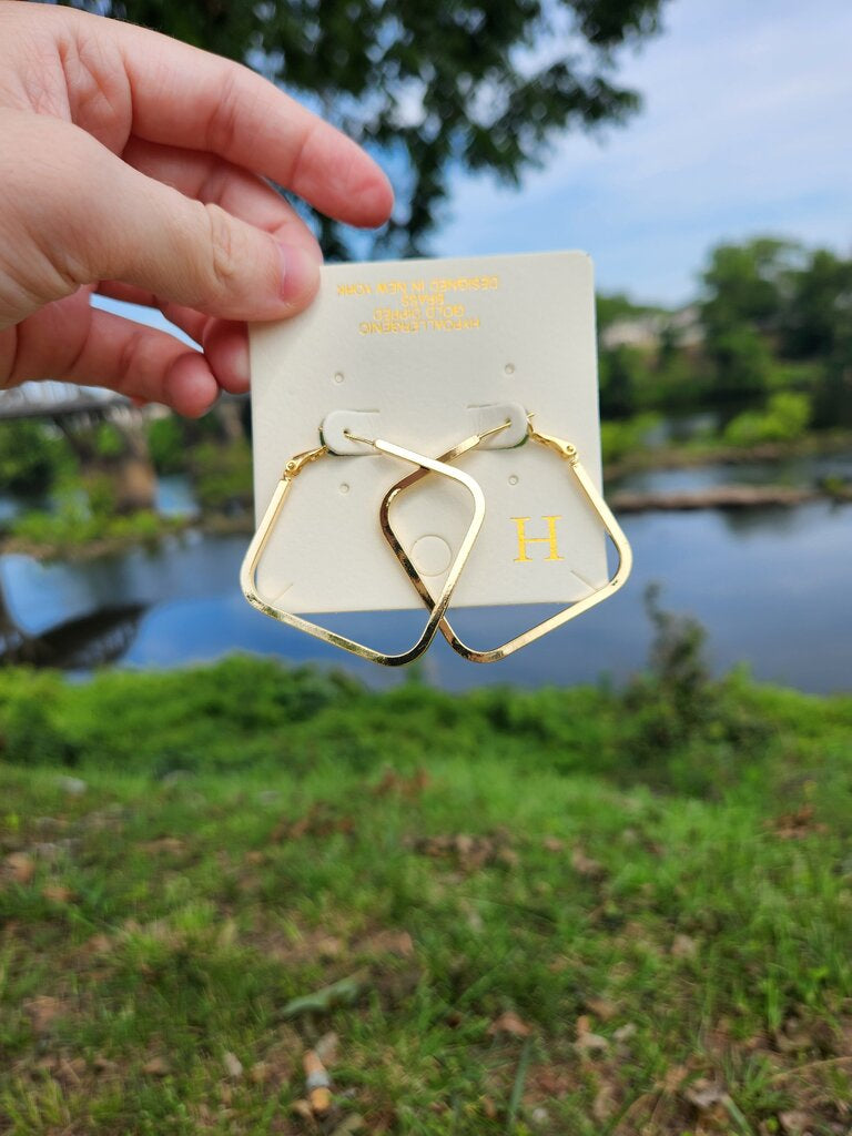 40mm Open Square Hoops- Gold