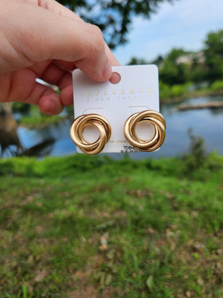 Love Knot Metal Earrings- Satin Gold