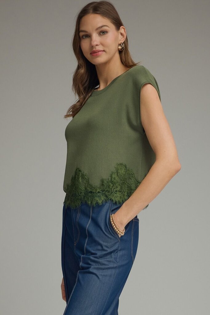 Cap Sleeve Lace Detail Top