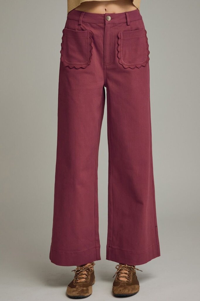 Scalloped Wide Leg Pants