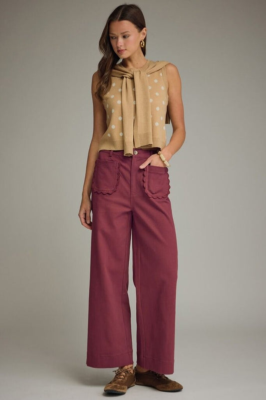 Scalloped Wide Leg Pants