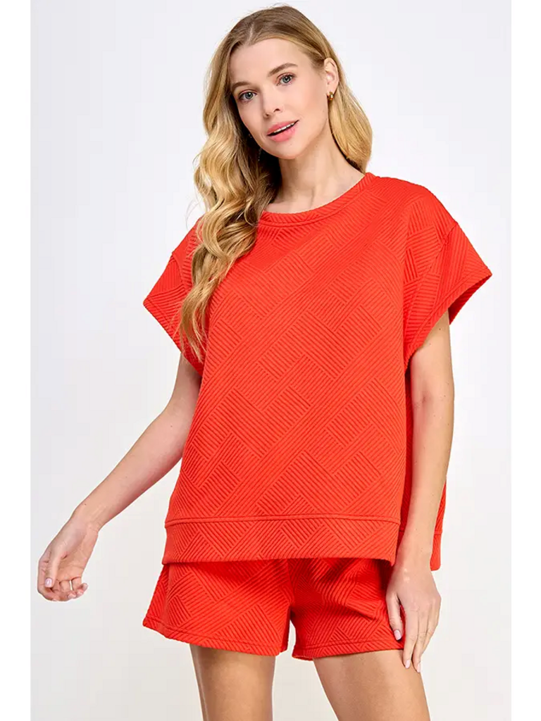 Orange Textured Sweat Set