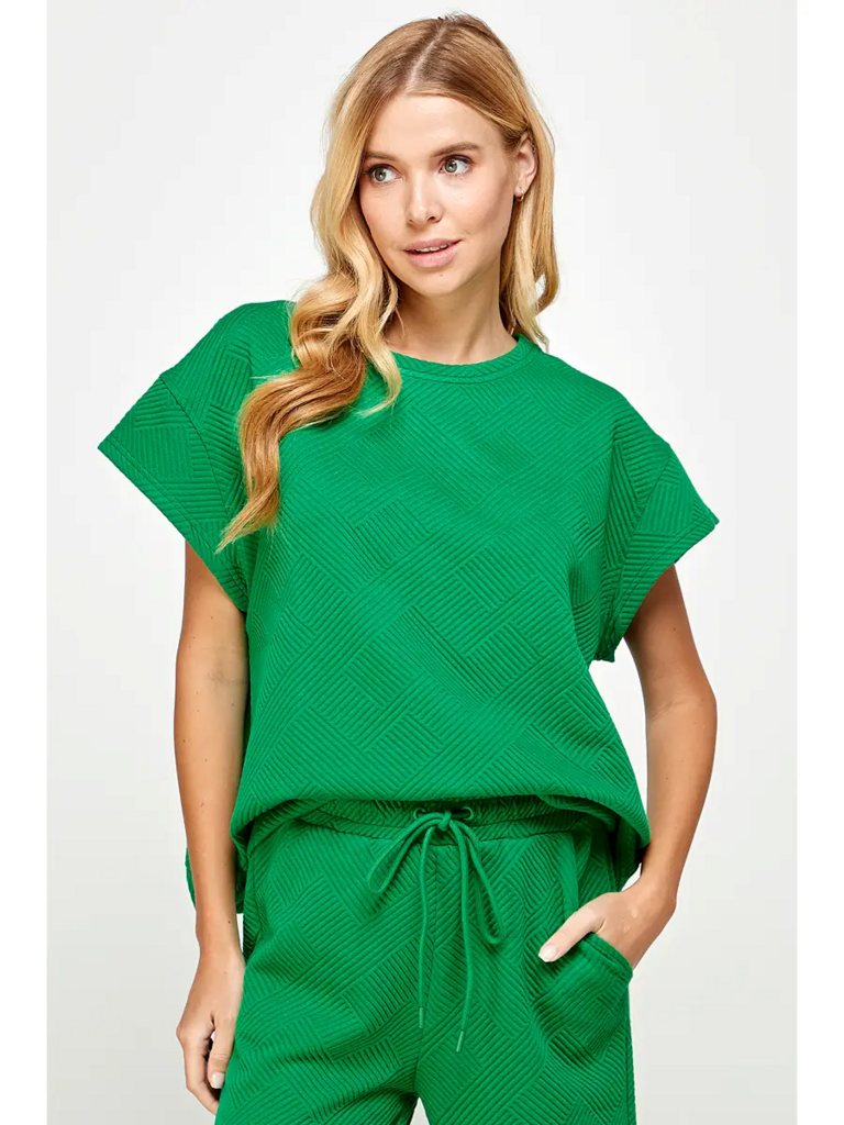 Green Textured Sweat Set