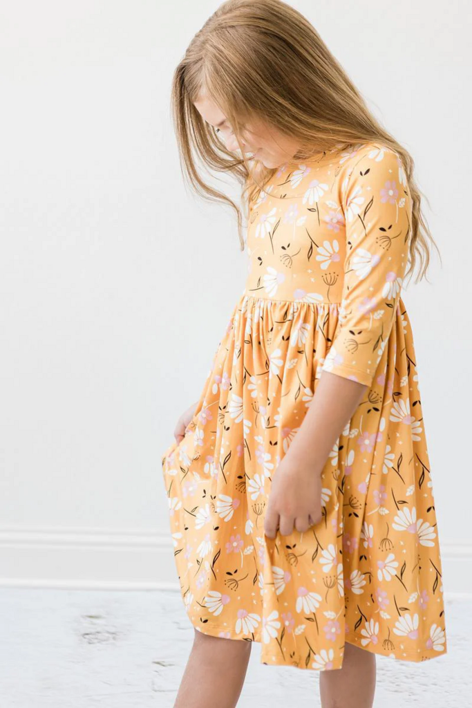 Dandelions in Fall 3/4 Sleeve Twirl Dress 4T
