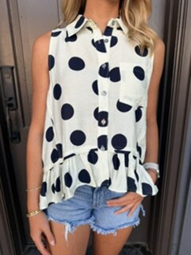 Cream & Navy Polka Dot Blouse
