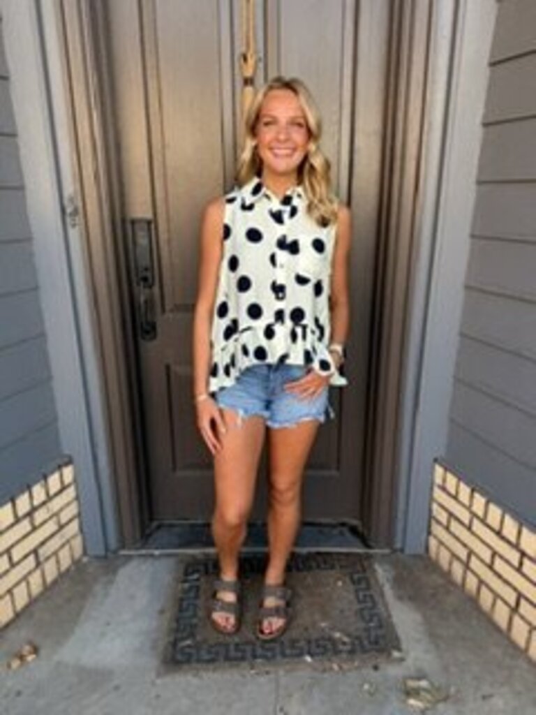Cream & Navy Polka Dot Blouse