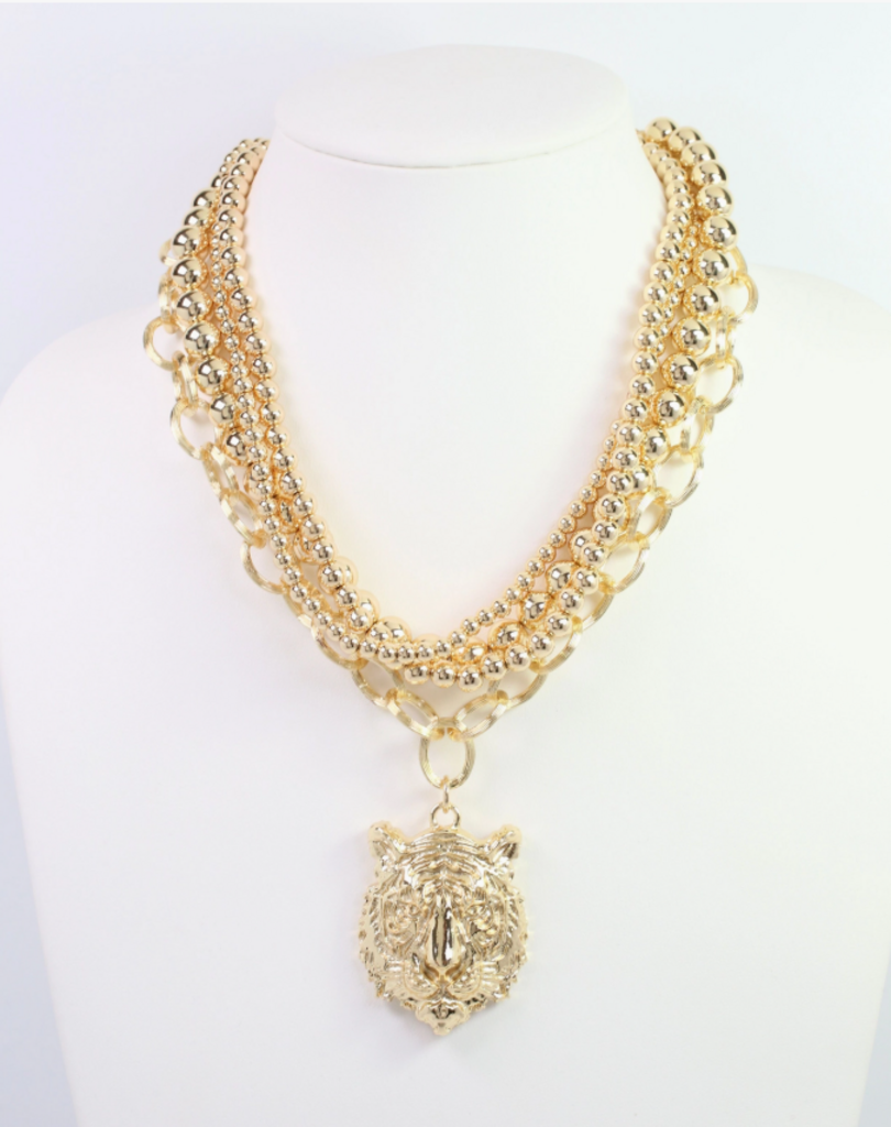 Bree Beaded Layered Necklace - TIGER