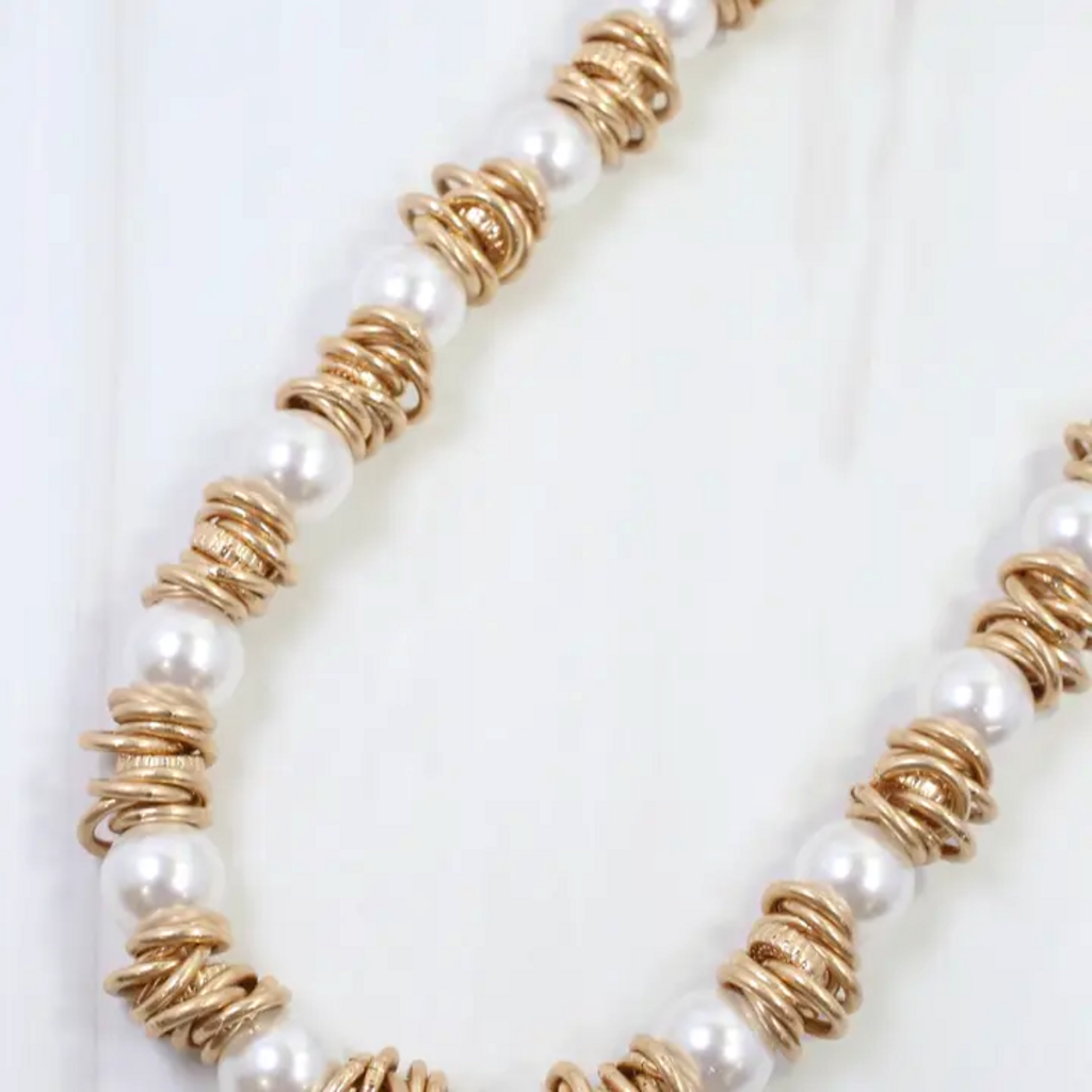 Arleen Pearl Ring Chain Necklace