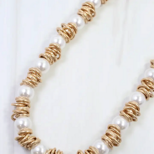 Arleen Pearl Ring Chain Necklace