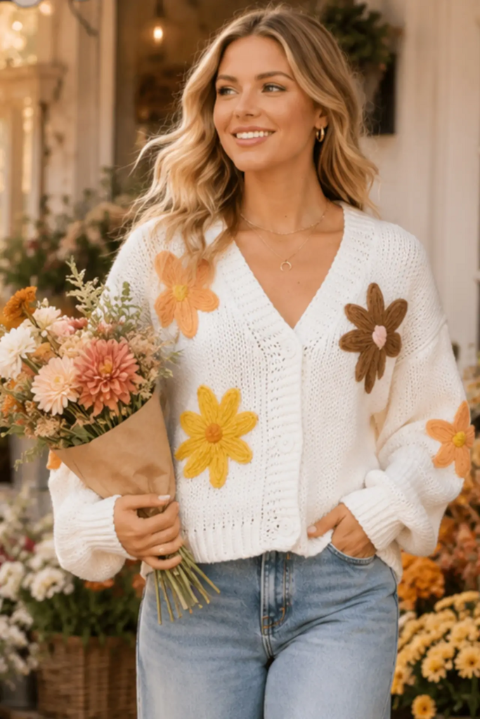 Flower Embroidered Cardigan