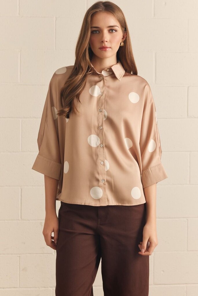 Polka-Dot 3/4 Slv. Top- Curvy