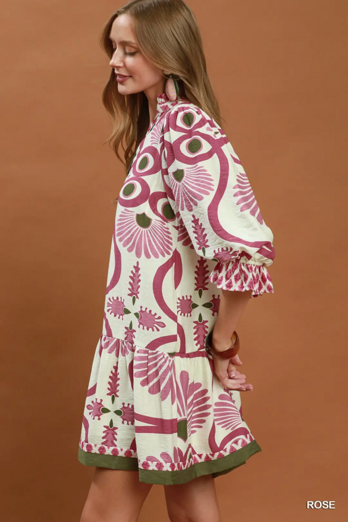 Floral Striped Button Down Shirt Dress- Curvy