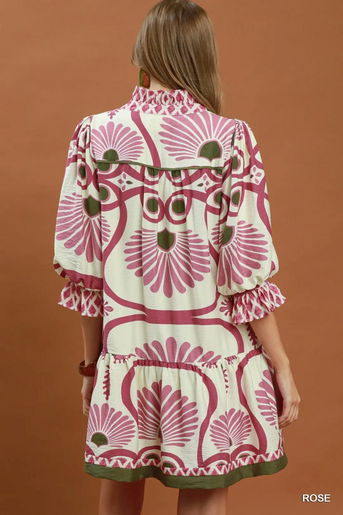 Floral Striped Button Down Shirt Dress- Curvy