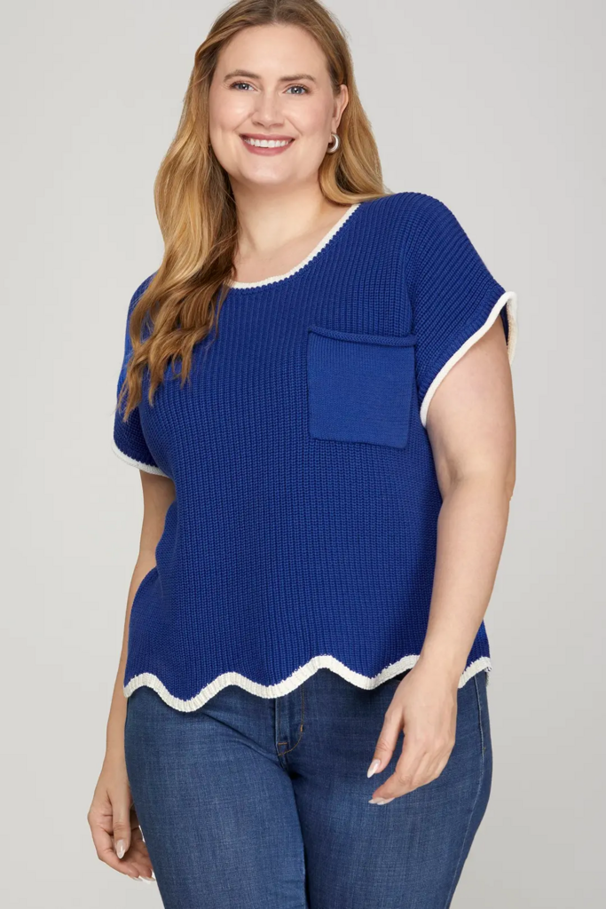 Scallop Hem Sweater Top