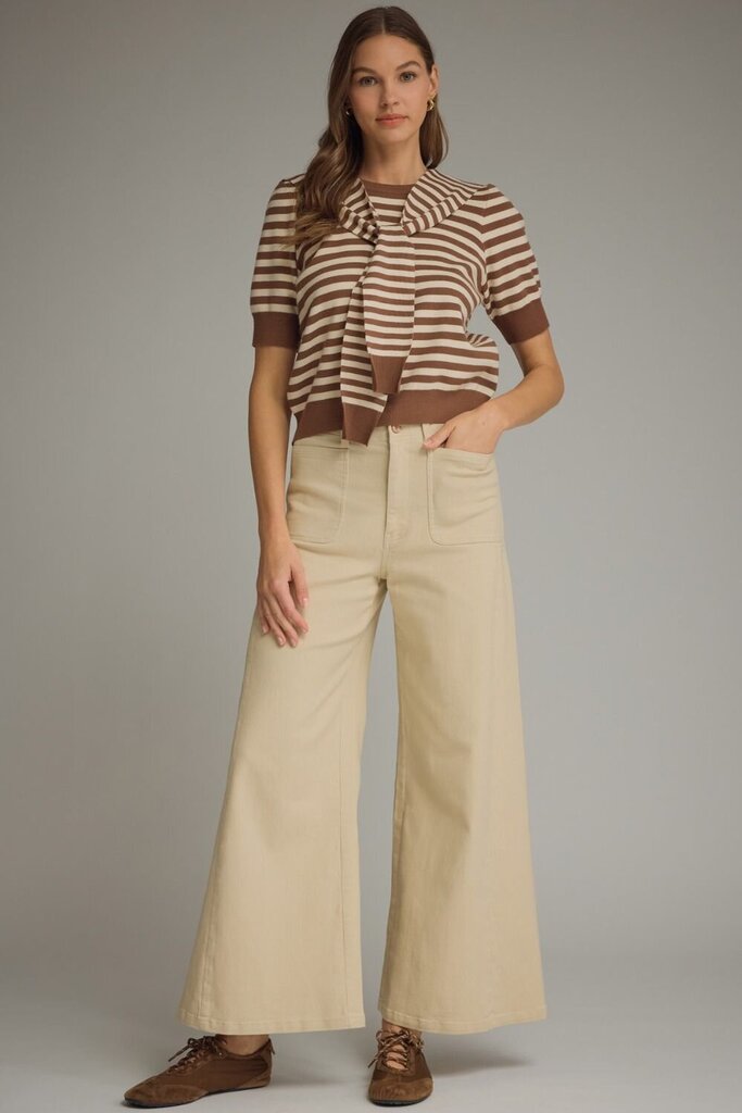 Knit Wide Leg Pants ECRU