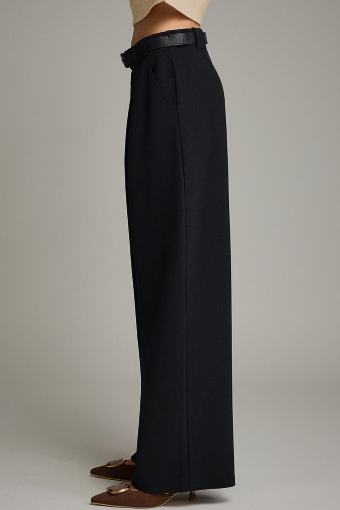 Belted wide leg pants w/pleated front detail