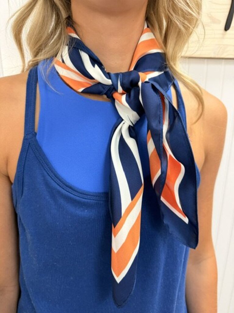 Harper Striped Scarf Medium NAVY ORANGE